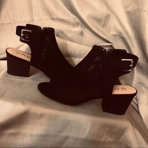 New! Black suede mesh sandal